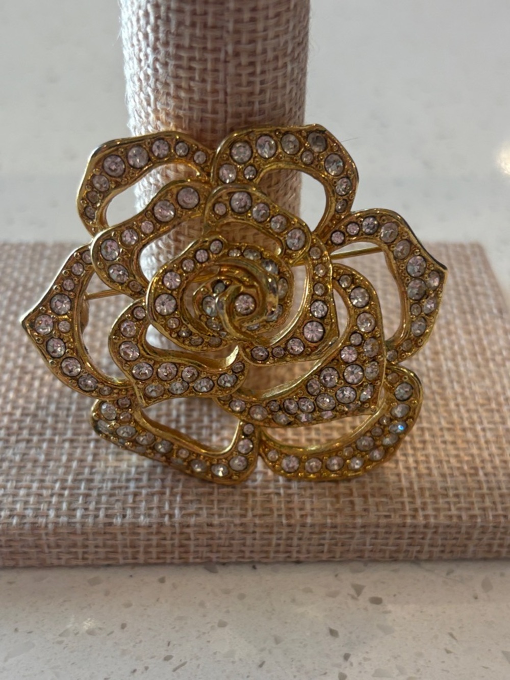 Vintage 1993 Elizabeth Taylor for Avon Passion Flower Pave Crystal Rose Brooch